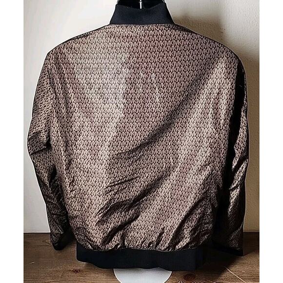 Michael Kors Brown Monogram Logo Bomber Jacket, Size - S - Picture 5 of 5